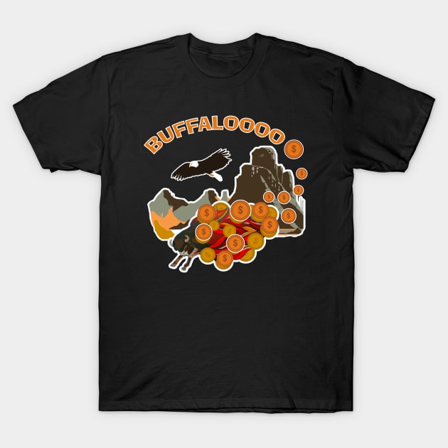 Lucky Buffalo Casino Gambling Slot Machine Fun Jackpot T-Shirt by DesignFunk